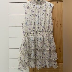 Purple and blue ruffled layered dress from Express